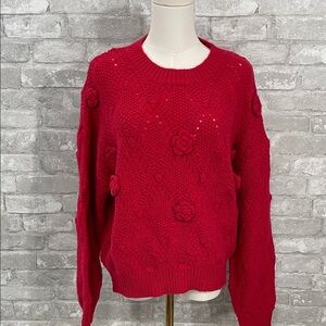 Dreamers by Debut Chic Red Floral Knit Sweater